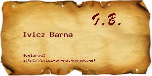 Ivicz Barna névjegykártya